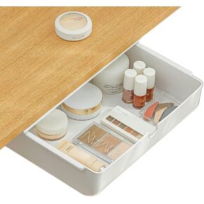 Poeland Under Desk Drawer Self-Stick Storage Organizer for Office Home School Large Size White