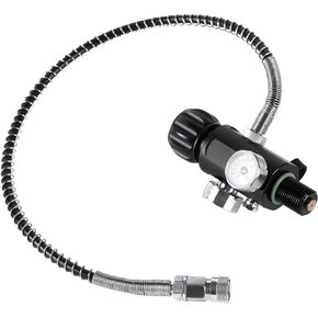 7/8-14UNF موضوع 4500psi محطة تعبئة كرات الطلاء PCP صمام شحن مسدس الهواء صمام قياس مزدوج صمام خزان الهواء مع خرطوم الضغط العالي 20 بوصة (غير منظم) لنظام شحن الأسطوانة in Kuwait