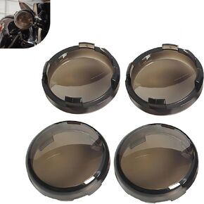4 PCS 2 Inch Turn Signal Light Lens Covers, 2.32" Smoked Lens Plastic Modified Front and Rear Turn Signal Covers, Bullet Turn Light Lens Accessories, Compatible with XL883 XL1200 X48 (Black)