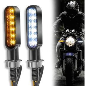 Rich Choices Handlebar LED Turn Signals Mini Motorcycle Blinkers Front Running Light Universal Compatible with Harley Sportster Dyna Honda Shadow Kawasaki Vulcan Yamaha V-Star Road Star