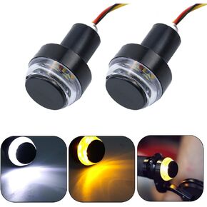 مصابيح LED لنهاية مقود الدراجة النارية من LivTee، لون مزدوج لأضواء إشارة الانعطاف وأضواء التحديد الجانبية أو أضواء الجري، كهرماني/أبيض in Kuwait
