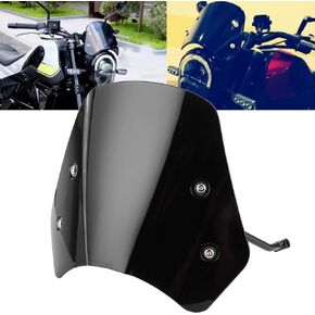 Acouto Windshield for Motorcycle Fit for Benelli Leoncino 500 Long Stents Motorcycle Windshield Windscreen Motorcycle Wind Deflector Aluminum Alloy + PC(Black)