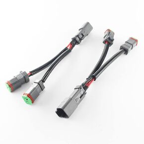 2Pcs Y-Shape Dual Outputs Deutsch DT DTP 2 pin Adapters Connectors Splitters Compatible with LED Pod Lights, LED Light Bar, LED Work Lamps, Fog Lights, etc