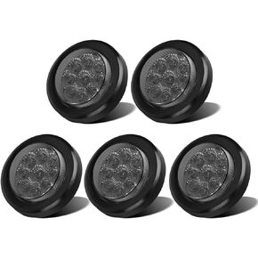Partsam 5Pcs 2 Inch Round Led Marker Lights 9 Red Diodes Smoked w Reflectors Truck Trailer Rv Flush Mount Waterproof 12V 2 Round Red Led Marker Lights Kits with Grommets and Pigtails