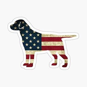 American Flag Dog Sticker Decal, 5 inch - Labrador Retriever Sticker for Car Bumper, Window, Truck, Laptop, Motorcycle
