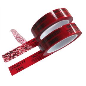 2 Rolls 100% Total Transfer Tamper Proof Security Seal Tapes (1 Inch x 55 Yards x 2 Mil, Ultra-Thick “Void" Film, Red)