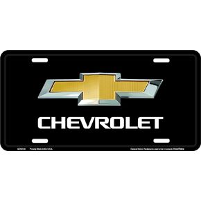 HangTime Chevrolet License Plate with Bow Tie and Black Background 6 X 12 inches