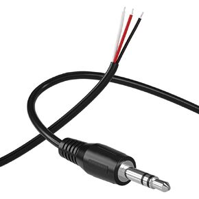 Replacement 3.5mm Male Plug to Bare Wire Open End TRS 3 Pole Stereo 1/8" 3.5mm Plug Jack Connector Audio Cable for Headphone Headset Earphone Microphone Cable Repair 12-inch 1ft