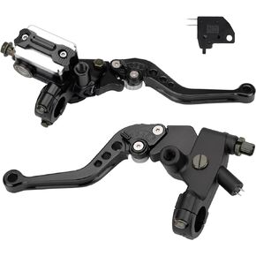 Motorcycle Brake Lever 7/8" 22mm Handlebar Brake Master Cylinder Reservoir Clutch CNC Left & Right Set Universal Replacement for Harley Honda Kawasaki Suzuki Yamaha (Black)