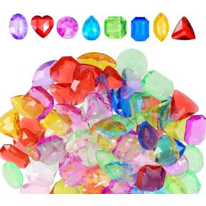 PENTA ANGEL Acrylic Toy Gems 60Pcs Fake Pirate Treasure Jewels Multicolor Bling Plastic Diamond Gemstones for Party Table Decoration Favors (60)