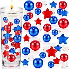 WILLBOND 2156 Pieces Independence Day Vase Filler 4th of July Vase Beads Pearl for Vase Patriotic Ornaments Candles Centerpiece for Party Table Decor Festival Independence Day
