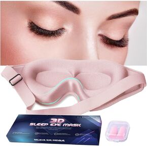 Black Eye Mask for Lash Extensions, Eyelash Protector Sleep Mask for Men Women, Light Blocking 3D Deep Contoured Eye Covers for Sleeping with No Pressure Cup & Adjustable Strap for Sleep Yoga Travel