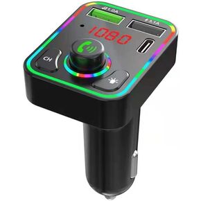 FM Transmitter Car Bluetooth Radio Adapter 2X USB + PD Charger Handsfree Function for Mobile Phone