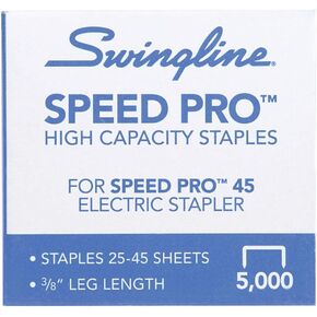 Swingline Staples, Heavy Duty, 3/8" Length, 25-45 Sheet Capacity, 210/Strip, 5000/Box, 1 Pack, Speed Pro (35465)