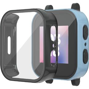 2 Pack Case Compatible with Gabb Watch 3, Hard PC Overall Protective Case with Tempered Glass Screen Protector (Pink+Purple)