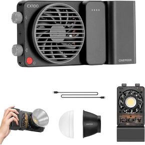 ZHIYUN CINEPEER CX100 100W LED Video Light, Built-in 4500mAh Battery COB Portable Photography Light Bi-Color 2700K~6500K CRI 96+ TLCI 97+ Continuous Output Lighting