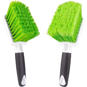 ITTAHO 2 Pack Wheel Brush, Include Two Type of Bristles-Soft Gentle & Stiff Bristles,Car Interior Detailing Cleaning Brush, Carpet and Upholstery Tire Cleaner for Seat Boat Truck SUV Moto Vehicle