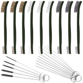 9 PCS Wire Brush with Carb Cleaner Set, FineGood Wire Brush Set for Car Detailing Cleaning 3 Brass Brush 3 Steel Brush 3 Nylon Brush Tool Kits