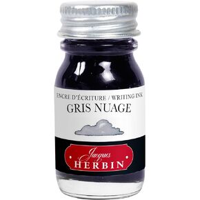 Jacques Herbin - Ref 11508T - Writing Ink for Fountain Pens & Rollerball Pens - Gris Nuage/Cloud Grey - 10ml Bottle - No Packaging, Zero Waste Objective - Grey-Coloured Ink