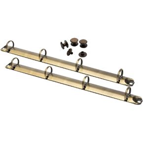 2PCS 6-Ring Binder Mechanism A5 Notebook Mechanism Replacement Kit Bronze Metal Clip Ring Binder Round Ring Binding Spines Combs Set for Binder Planners Organizers