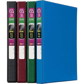 Avery Durable 3 Ring Binder, 0.5" Slant Rings, Color (Black, Blue, Maroon, Green) Will Vary, 1 Binder (11058)