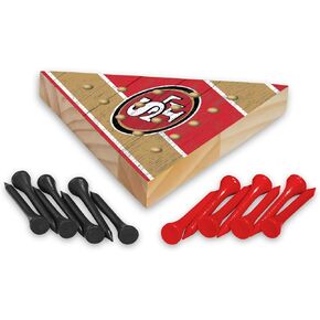 Rico Industries NFL Peg Pyramid Game 4.5" x 4" Wooden Travel Sized Pyramid Game - Toy Peg Games - Triangle - Family Fun