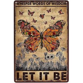 القصدير لافتة الجدار الديكور فراشة يهمس كلمات الحكمة الرجعية فراشة الحديد ملصق غرفة المعيشة غرفة نوم رجل الكهف المرآب جدار الفن القصدير اللوحة المعدنية لوحة الألومنيوم ديكور 8x12 بوصة in Kuwait