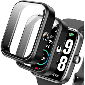 2 Pack Protective Case Compatible with TOZO S3 Smart Watch Screen Protector, Hard PC Bumper Cover Built-in Tempered Glass for TOZO S3 1.83" Watch Accessories (Not for TOZO S2/S4) -Clear*2