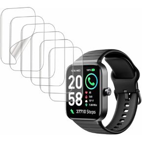 Screen Protector Compatible with SKG V7 Cyber, IDW15 1.8" Fitpolo, TMHAI VERYFIT Smart Watch (Answer/Make Calls), Soft TPU, 6-pack, Bubble Self-healing