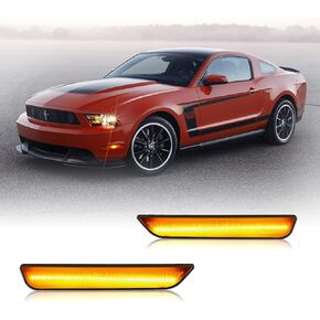 Rear Side Marker Light Kit for Ford Mustang 2010-2014, Smoked Lens Red Full LED Rear Bumper Sidemarker Reflectors for Ford Mustang 2010 2011 2012 2013 2014-2PCS