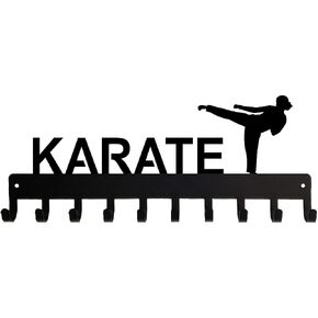 Karate Female Side Kick Sports Medal Hanger Display - 14.5 inches with 10 Hooks - Made in The USA