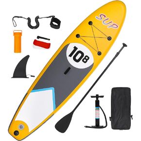 Surfboard - 10.8 Ft, Stand Up, 3 Detachable Fins, Lightweight Foam, Non-Slip for Beginners, Kids & Adults