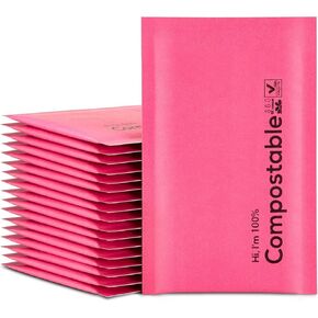 4x8 100% Biodegradable Bubble Mailers,25 Count #000 Compostable Padded Packaging Wrap Envelopes Pouches Eco Friendly Self Seal Bags