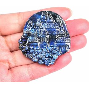 AMOYSTONE Natural Labradorite Rock Polished Quartz Crystal Healing Palm Stone Caved Angel for Jewelry Making