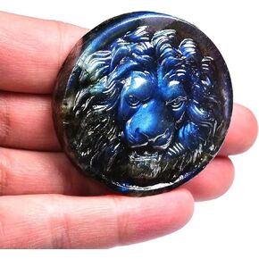 AMOYSTONE Natural Labradorite Rock Polished Quartz Crystal Healing Palm Stone Caved Angel for Jewelry Making