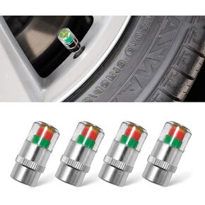 4pcs Tire Pressure Monitor Valve Stem Caps, Universal 32PSI Car Tire Pressure Monitor Valve Stem Caps Sensor Indicator, 3 Colors Alarm Tire Indicator