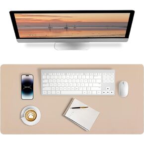 Bloss Leather Desk Mat, Mouse Pad, Waterproof Small Desk Pad, Desk Matt for Desktop, Non-Slip Desk Pad Mat for Office Work/Home - Beige (27.6 x 13.8 Inches)