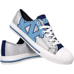 FOCO North Carolina Tar Heels NCAA Womens Glitter Low Top Canvas Shoes - 7
