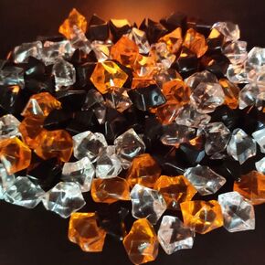 Acrylic Gems Crystal Cubes Rocks for Vase Fillers,Crafts,Pirate Treasure Jewelry Box Fake Ice Stones, Table Scatter,Home Decoration,Clear,Orange,Black,15 OZ