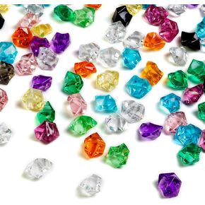 Acrylic Gems Crystal Cubes Rocks for Vase Fillers,Crafts,Pirate Treasure Jewelry Box Fake Ice Stones, Table Scatter,Home Decoration,Clear,Orange,Black,15 OZ