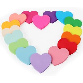 EOOUT Heart Sticky Notes, 16 Colors 75 Sheets/Pad, 1200 Sheets Shape Sticky Pad, Cute Memo Pads Colorful Self-Sticky Note Pads