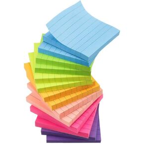 Early Buy Lined Sticky Notes 3x3 Inch, 14 Pads/Pack with Lines Notepads, 7 Bright Colors Self-Stick Pads, 80 Sheets/Pad, Total 1120 Sheets