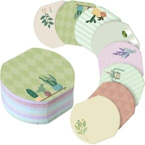 8 Pcs Plant Theme Sticky Notes Assorted Color Funny Sticky Note Pad List Stylish Leaf Pattern Practical Cute Notepads for School Office Home Supplies, 50 Sheets Per Piece