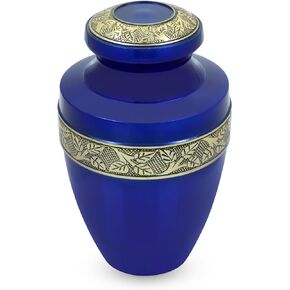 Urn Human Ash, Cremation Urns, Urn Human Ashes, Decorative Urns, Funeral Urn, Engraved Urn, Large Burial Urns for Ashes Adult - Large Handcrafted Funeral Memorial - Turquoise Silver