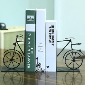 Book Ends,Metal Bicycle Bookends, Metal Heavy Duty Bookends, Bookends On Shelves, Suitable for Study Or Office Decoration (2.22 Lbs / 1 Pair)