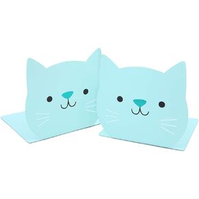 Lovely Cat Pattern Kids Bookends Student Book Ends Metal Office Desk School Library Decoration Bookshelf Book Organizer for Christmas Birthday Gift