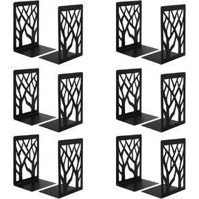 6 Pairs 7 x 4.7 x 3.5 Inch Book Ends, Metal Bookends for Shelves Decorative Tree Book Holder Leaf Bookends for Book Divider Decorative Holder, Home, Office, School Supplies, by GENHAKON.