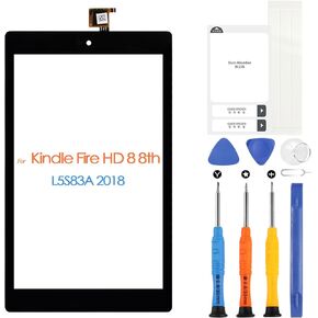 Touch Screen for Amazon Kindle Fire Tablet HD 8 8th Gen Model L5S83A Digitizer 2018 Released 8th Generation Screen Replacement Front Glass Panel with Repair Tools (not LCD Display)