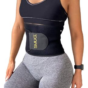 SMUG Waist Trainer for Women Lower Belly Fat | Stomach/Waist Cincher | Belly Wrap for Weight Loss | Waist Wrap | Black, Small
