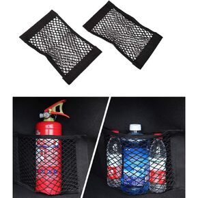 MCARCAR KIT 2pcs Automotive Storage Nets Mesh Cargo Net Universal Trunk Organizer Net Rear Seat Nylon Car Storage Net Wall Sticker Organizer Pouch Bag Storage Mesh Net for Car Trunk Storage